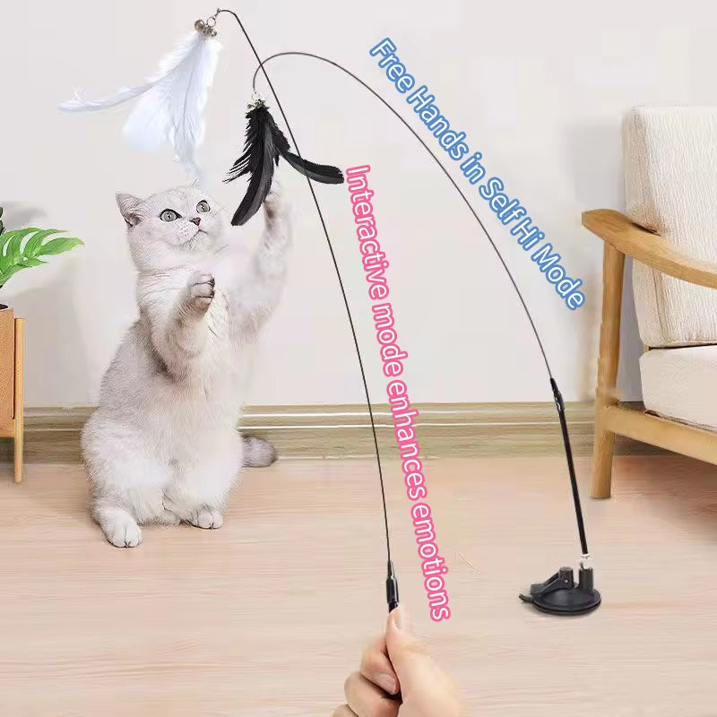 Interactive Cat Toy Wand with Suction Cup