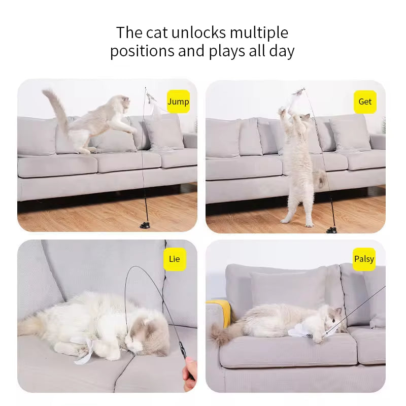 Interactive Cat Toy Wand with Suction Cup