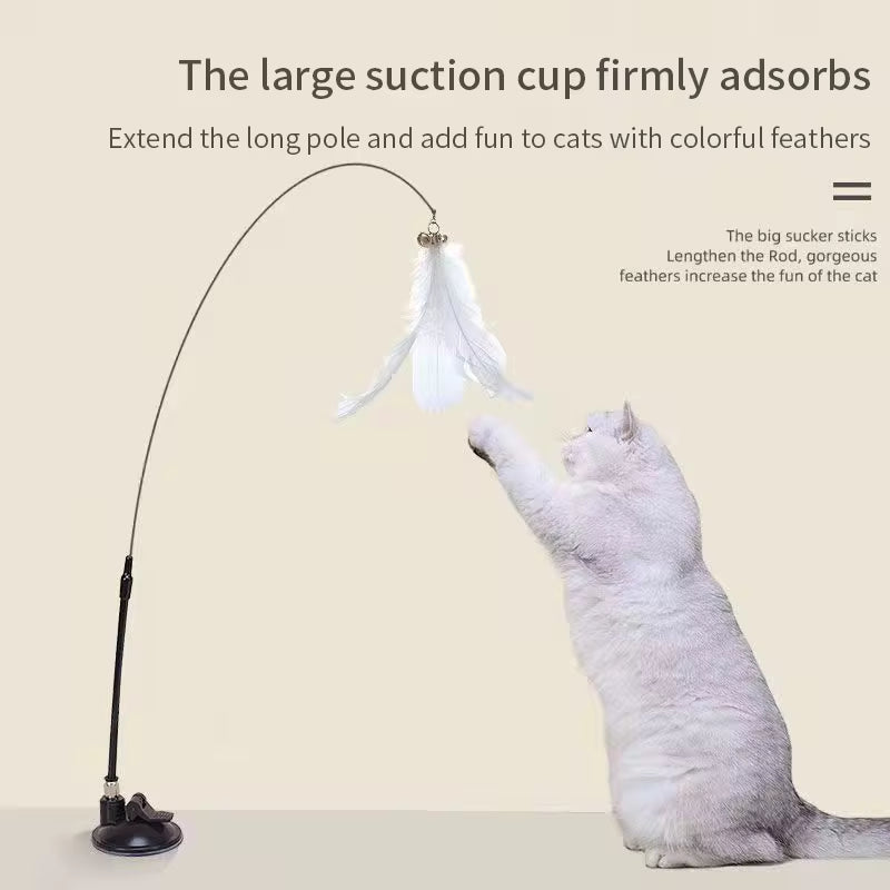 Interactive Cat Toy Wand with Suction Cup
