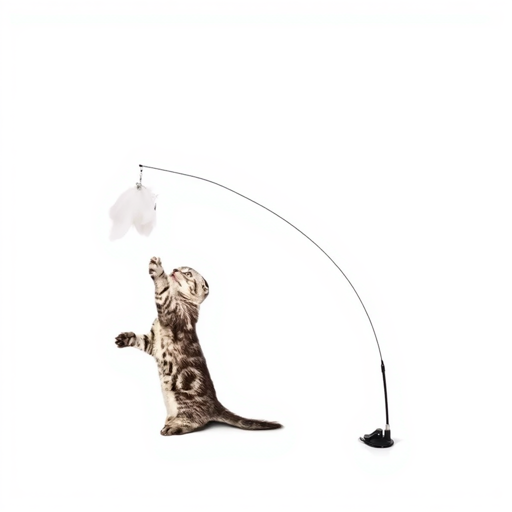 Interactive Cat Toy Wand with Suction Cup