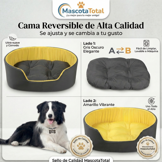 Cama para Perros y Gatos 2 en 1 – Antiestrés, Desmontable y Lavable