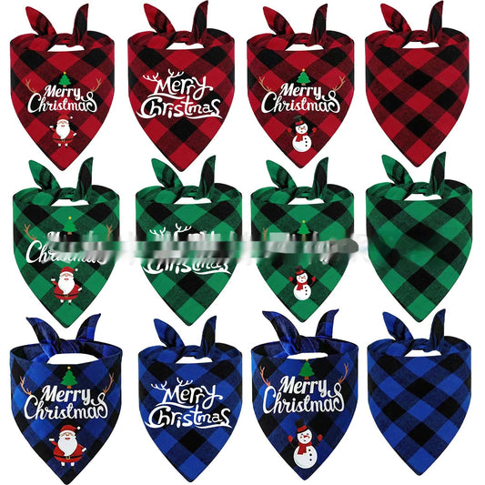 Christmas Dog Bandana | Plaid & Festive