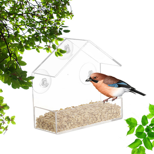 Comedero para Pájaros con Ventosa para Ventana – Transparente y Exterior