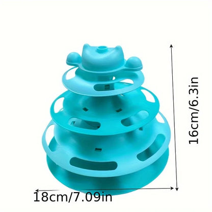 Interactive Cat Toy – 4-Layer Ball & Feather Turntable
