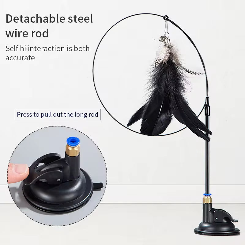 Interactive Cat Toy Wand with Suction Cup
